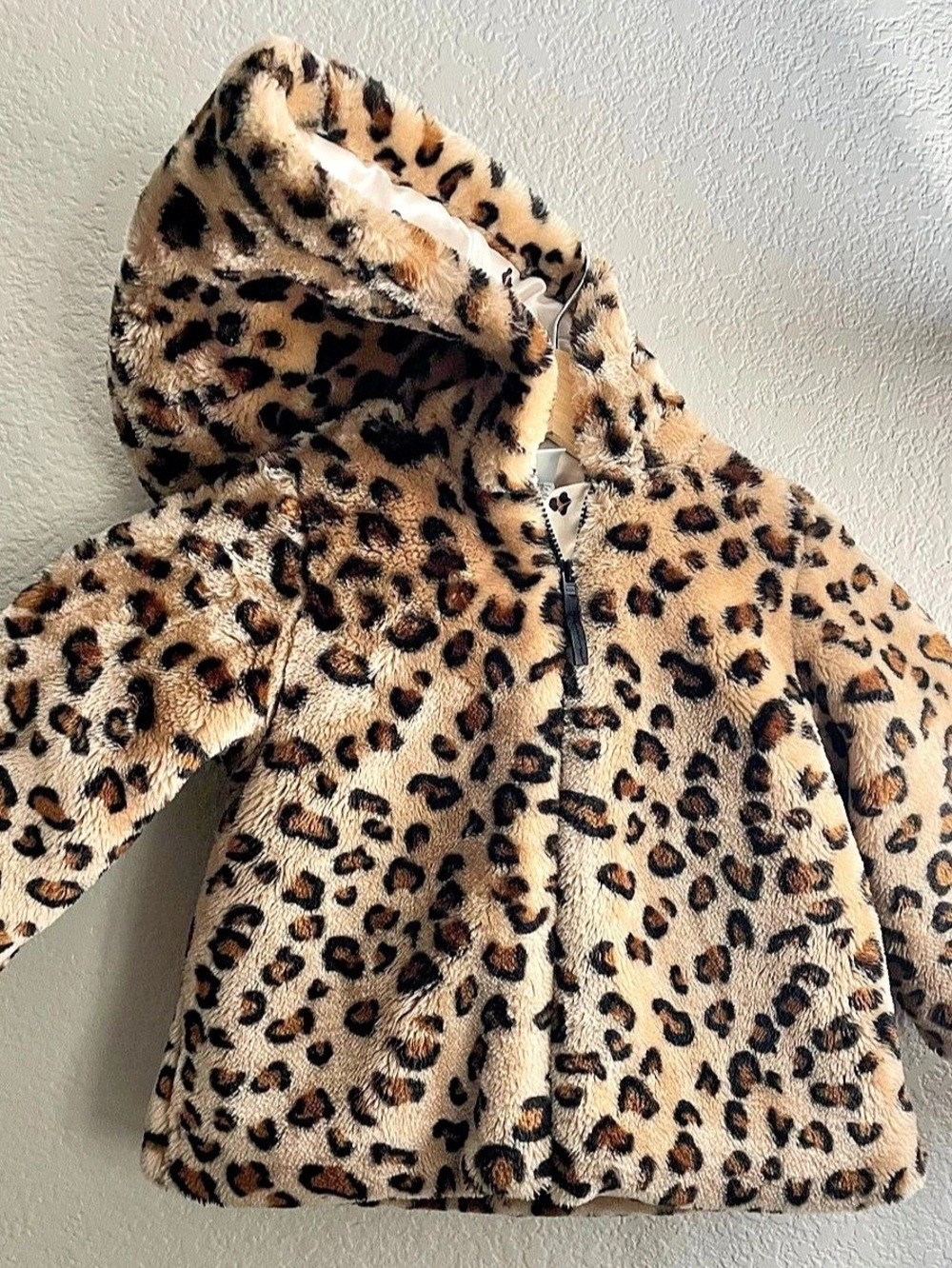 Leopard Faux Fur Hooded Jacket Baby 18M Like New